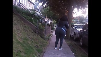 One Of The Best Booties I Captured But My Phone d. Plus I Got Busted By The Sexy Dark Skin BBW Dominican With The Fatty In Grey Leggings Walking